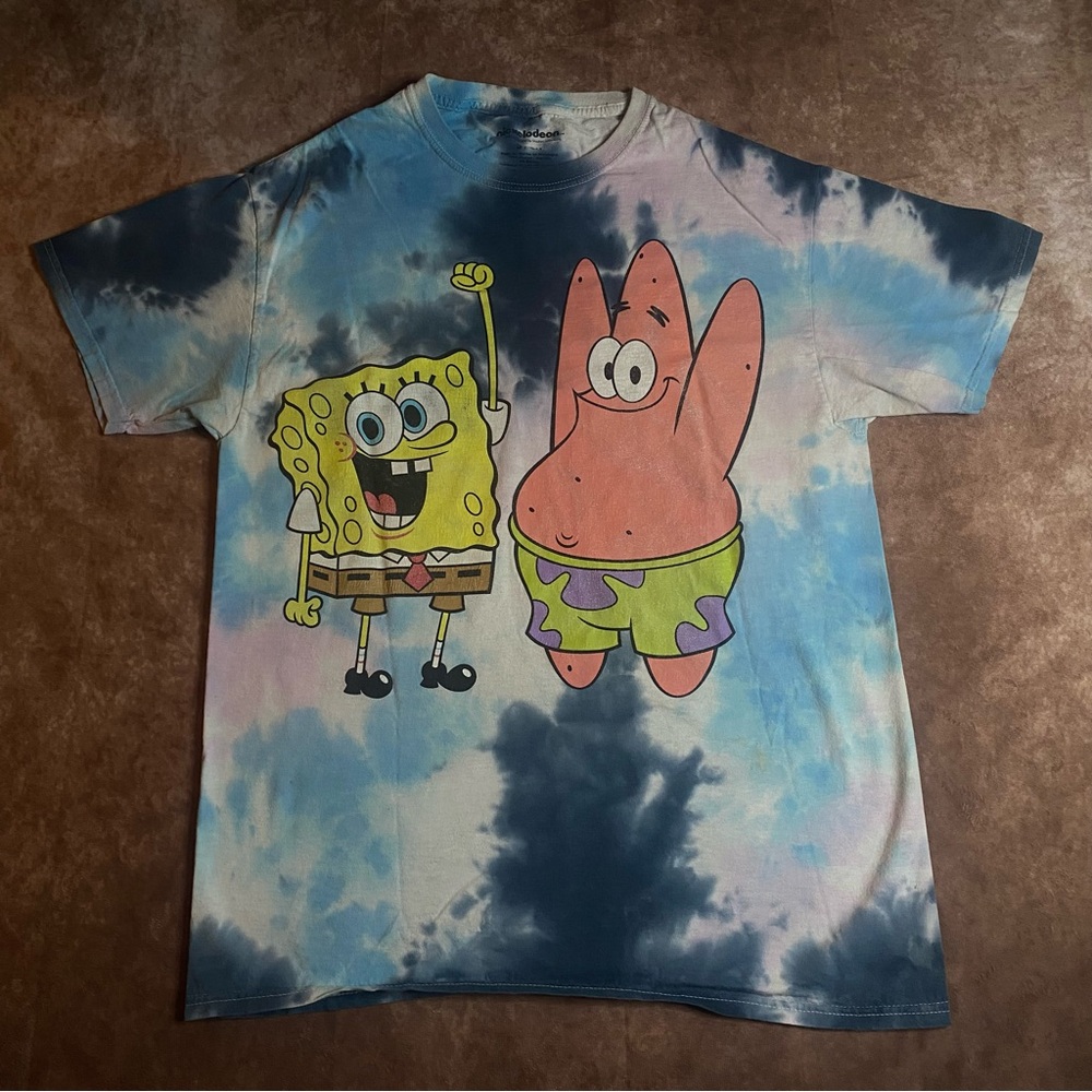 SpongeBob SquarePants Blue and Pink Tie-Dye Tee